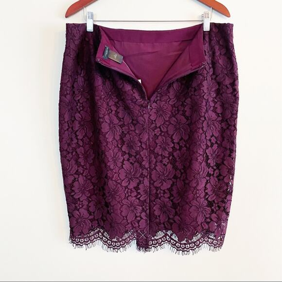 NEW Ann Taylor Factory Floral Lace Overlay Pencil Skirt Merlot 14 - Picture 10 of 14